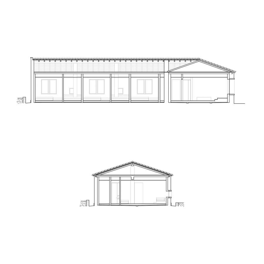 renovation, long section and cross section